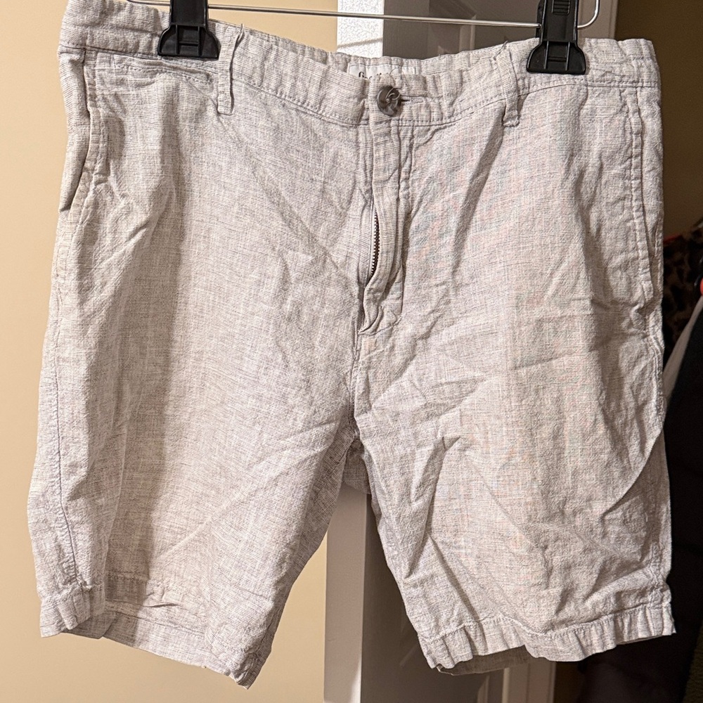 Goodfellow & Co Light Gray Flat Front Linen-Blend Shorts